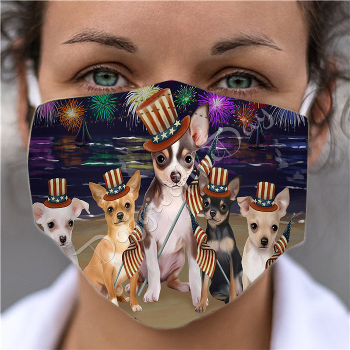 4th of July Independence Day Chihuahua Dogs Face Mask FM49394