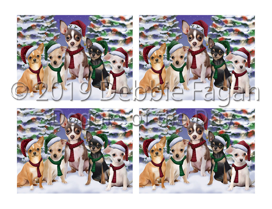 Chihuahua Dogs Christmas Family Portrait in Holiday Scenic Background Placemat