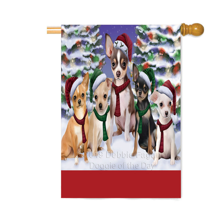 Personalized Christmas Happy Holidays Chihuahua Dogs Family Portraits Custom House Flag FLG-DOTD-A59165