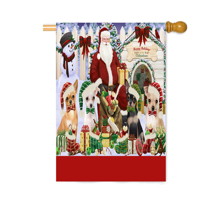 Personalized Happy Holidays Christmas Chihuahua Dogs House Gathering Custom House Flag FLG-DOTD-A58572