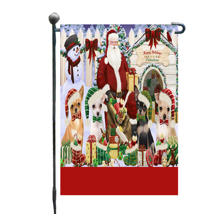 Personalized Happy Holidays Christmas Chihuahua Dogs House Gathering Custom Garden Flags GFLG-DOTD-A58516