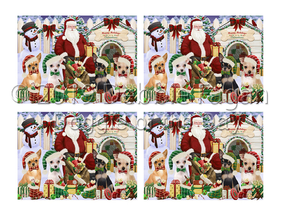 Happy Holidays Christmas Chihuahua Dogs House Gathering Placemat