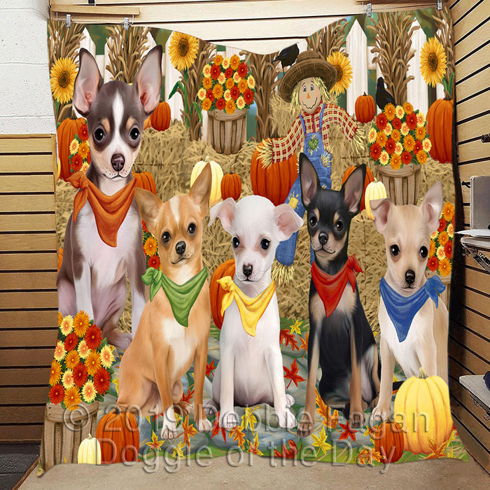 Fall Festive Harvest Time Gathering Chihuahua Dogs Quilt