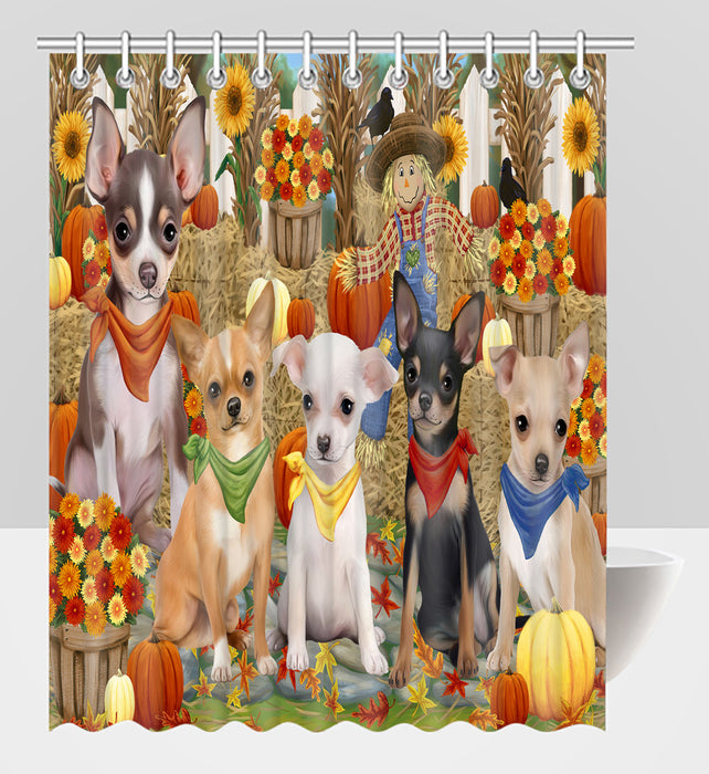 Fall Festive Harvest Time Gathering Chihuahua Dogs Shower Curtain