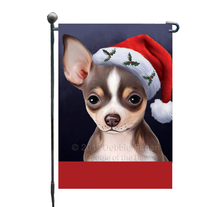 Personalized Christmas Holidays Chihuahua Dog Wearing Santa Hat Portrait Head Custom Garden Flags GFLG-DOTD-A59819