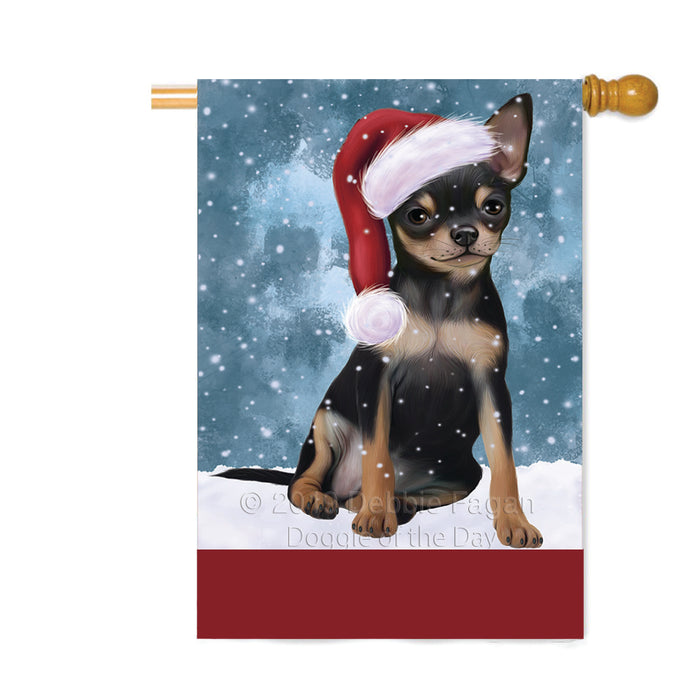 Personalized Let It Snow Happy Holidays Chihuahua Dog Custom House Flag FLG-DOTD-A62372