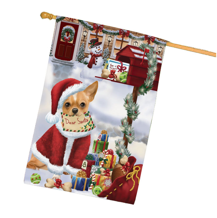 Dear Santa Mailbox Christmas Chihuahua Dog House Flag Outdoor Decorative Double Sided Pet Portrait Weather Resistant Premium Quality Animal Printed Home Decorative Flags 100% Polyester FLG67939