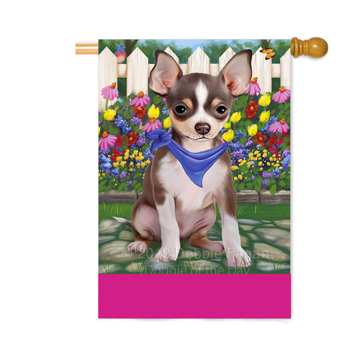 Personalized Spring Floral Chihuahua Dog Custom House Flag FLG-DOTD-A62871