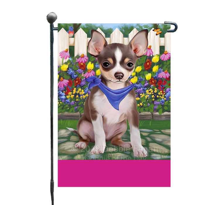 Personalized Spring Floral Chihuahua Dog Custom Garden Flags GFLG-DOTD-A62815