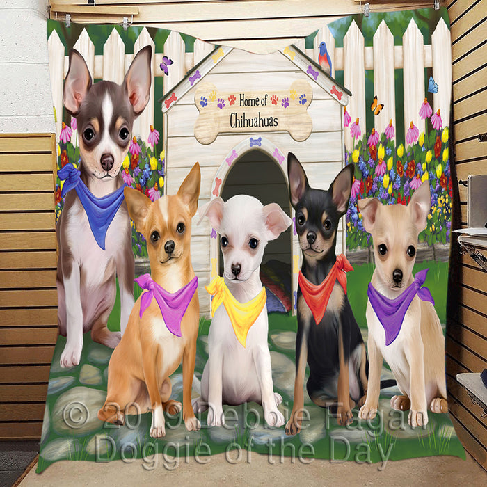 Spring Dog House Chihuahua Dogs Quilt