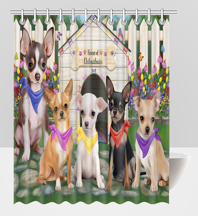 Spring Dog House Chihuahua Dogs Shower Curtain