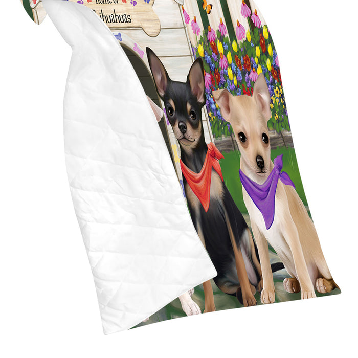 Spring Dog House Chihuahua Dogs Quilt