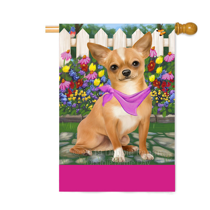 Personalized Spring Floral Chihuahua Dog Custom House Flag FLG-DOTD-A62876