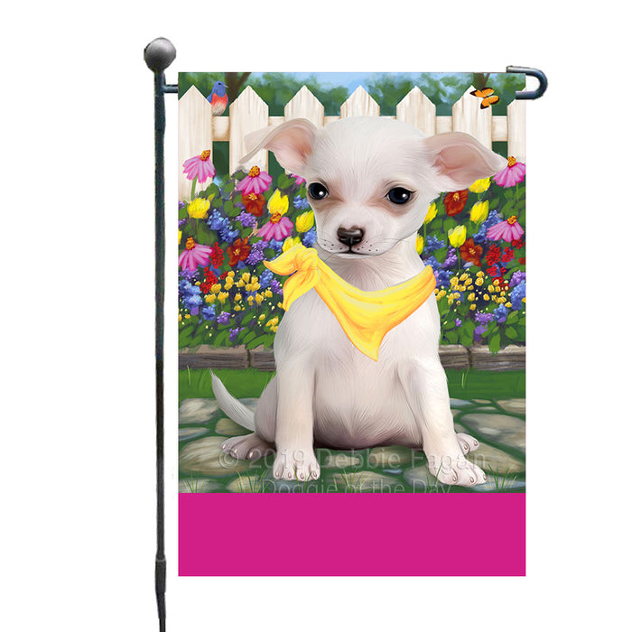 Personalized Spring Floral Chihuahua Dog Custom Garden Flags GFLG-DOTD-A62817