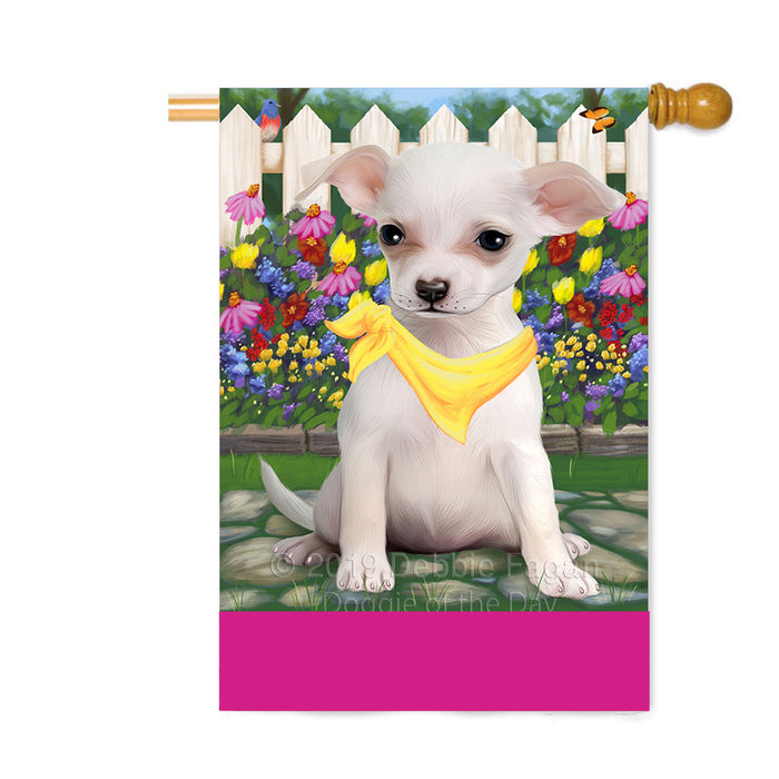 Personalized Spring Floral Chihuahua Dog Custom House Flag FLG-DOTD-A62873