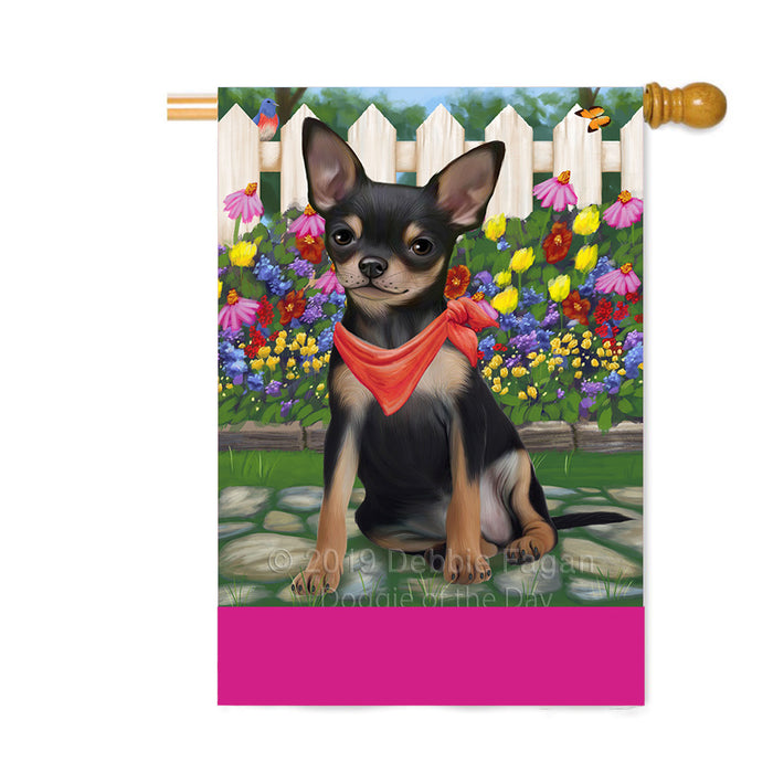 Personalized Spring Floral Chihuahua Dog Custom House Flag FLG-DOTD-A62874