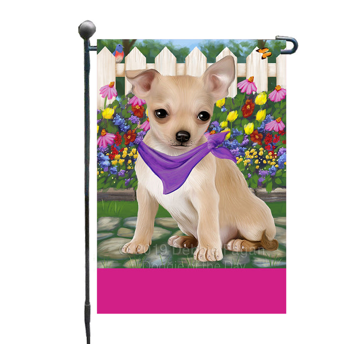 Personalized Spring Floral Chihuahua Dog Custom Garden Flags GFLG-DOTD-A62819