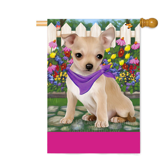 Personalized Spring Floral Chihuahua Dog Custom House Flag FLG-DOTD-A62875