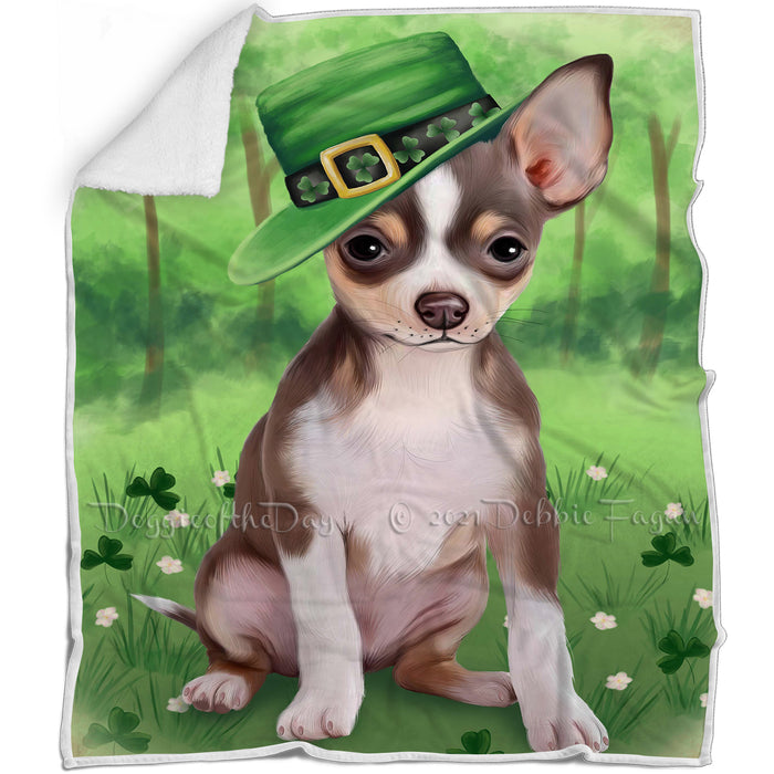 St. Patricks Day Irish Portrait Chihuahua Dog Blanket BLNKT54570