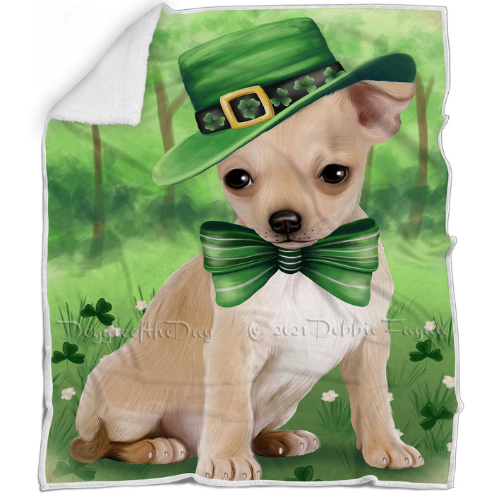 St. Patricks Day Irish Portrait Chihuahua Dog Blanket BLNKT54579