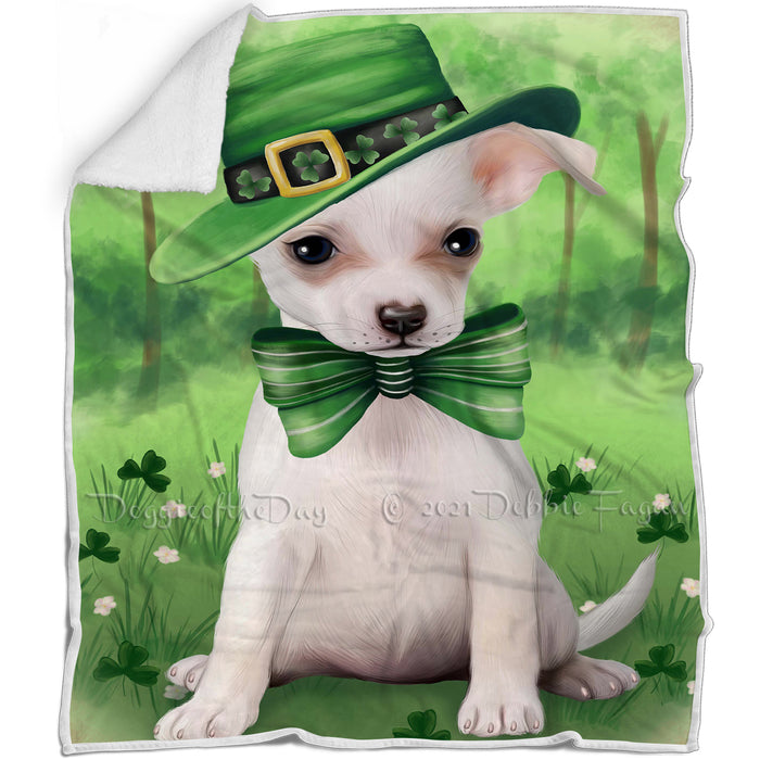 St. Patricks Day Irish Portrait Chihuahua Dog Blanket BLNKT54615