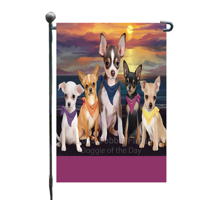 Personalized Family Sunset Portrait Chihuahua Dogs Custom Garden Flags GFLG-DOTD-A60591