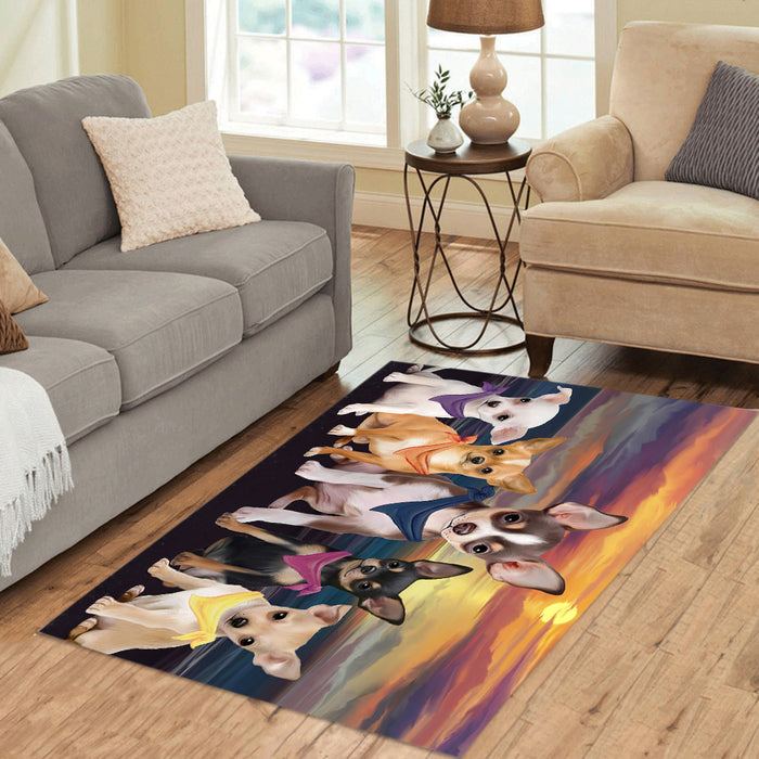 Family Sunset Portrait Chihuahua Dogs Area Rug