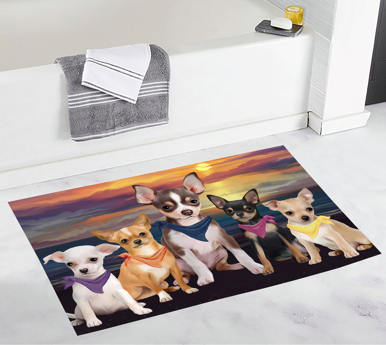 Family Sunset Portrait Chihuahua Dogs Bath Mat