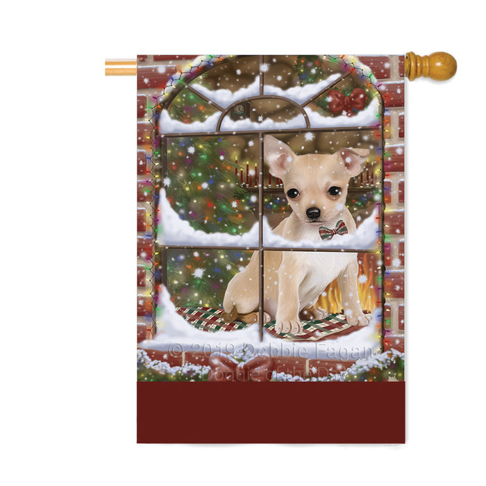 Personalized Please Come Home For Christmas Chihuahua Dog Sitting In Window Custom House Flag FLG-DOTD-A60203