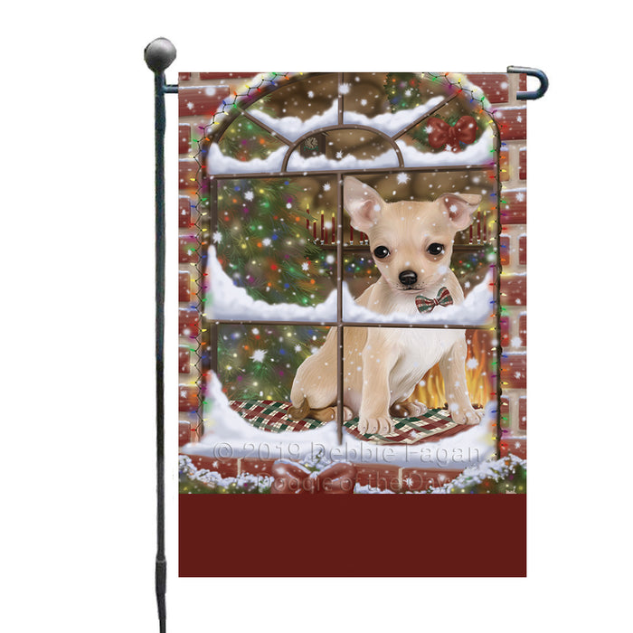 Personalized Please Come Home For Christmas Chihuahua Dog Sitting In Window Custom Garden Flags GFLG-DOTD-A60147