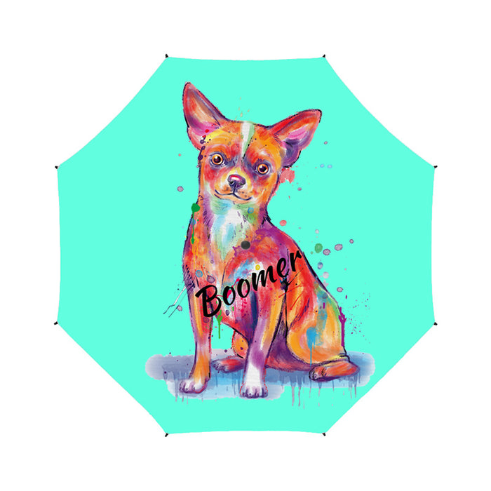 Custom Pet Name Personalized Watercolor Chihuahua DogSemi-Automatic Foldable Umbrella