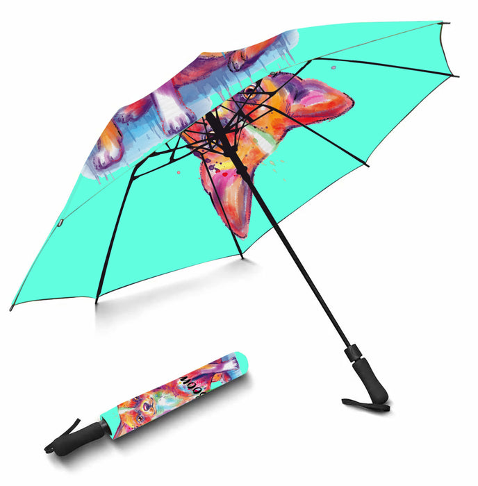 Custom Pet Name Personalized Watercolor Chihuahua DogSemi-Automatic Foldable Umbrella
