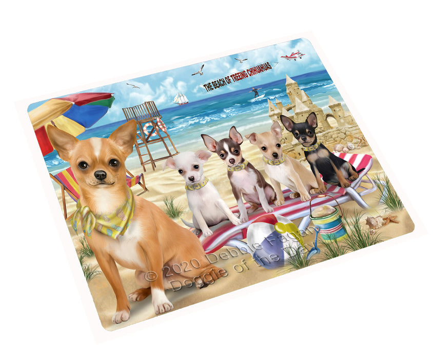 Pet Friendly Beach Chihuahua Dogs Cutting Board - For Kitchen - Scratch & Stain Resistant - Designed To Stay In Place - Easy To Clean By Hand - Perfect for Chopping Meats, Vegetables