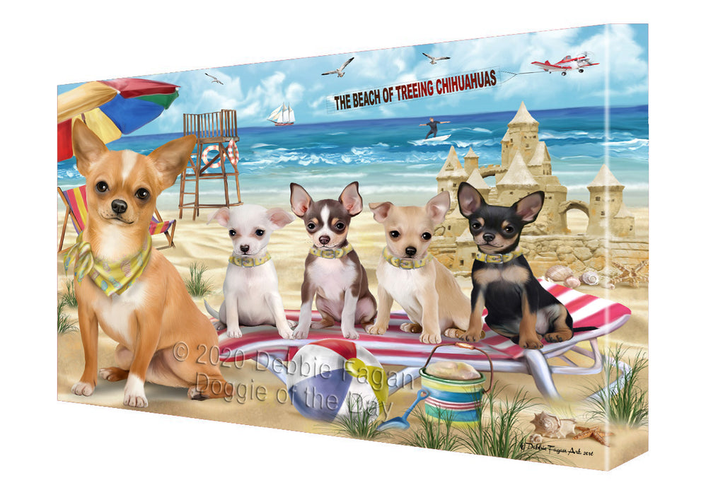 Pet Friendly Beach Chihuahua Dogs Canvas Wall Art - Premium Quality Ready to Hang Room Decor Wall Art Canvas - Unique Animal Printed Digital Painting for Decoration