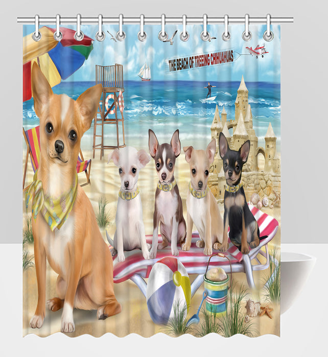 Pet Friendly Beach Chihuahua Dogs Shower Curtain