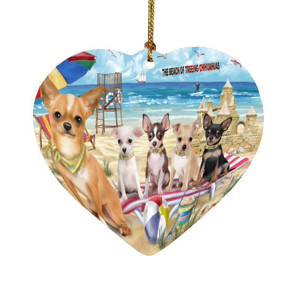 Pet Friendly Beach Chihuahua Beach Dogs Heart Christmas Ornament HPORA58852