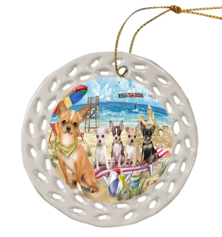 Pet Friendly Beach Chihuahua Dogs  Doily Ornament DPOR58503
