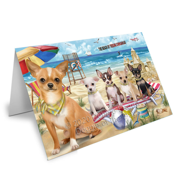 Pet Friendly Beach Chihuahua Dogs Handmade Artwork Assorted Pets Greeting Cards and Note Cards with Envelopes for All Occasions and Holiday Seasons