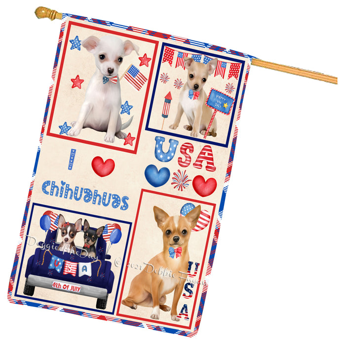 4th of July Independence Day I Love USA Chihuahua Dogs House flag FLG66945