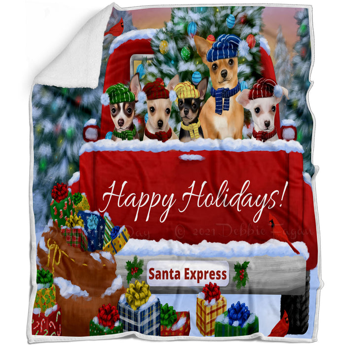 Christmas Red Truck Travlin Home for the Holidays Chihuahua Dogs Blanket - Lightweight Soft Cozy and Durable Bed Blanket - Animal Theme Fuzzy Blanket for Sofa Couch