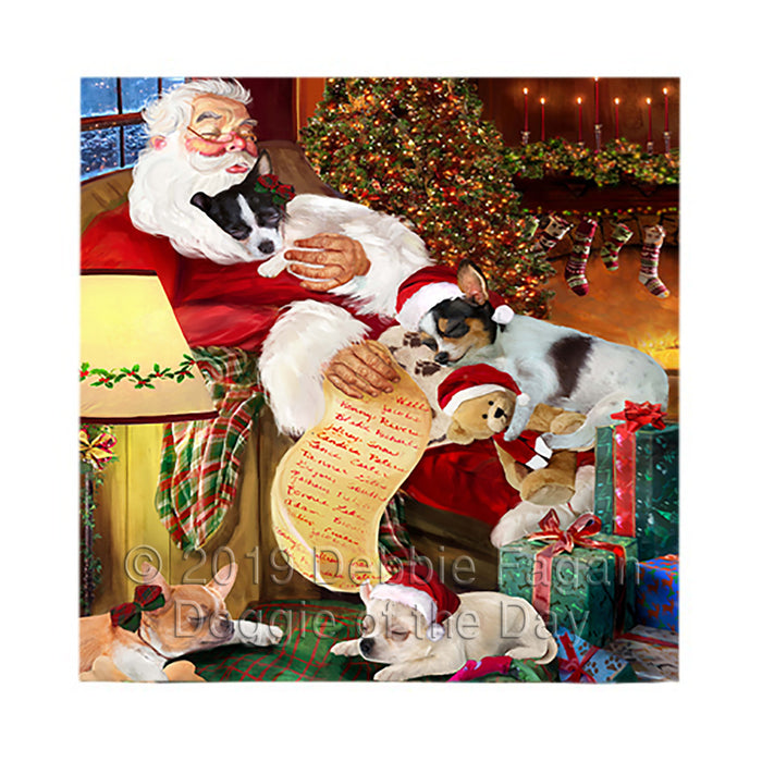Santa Sleeping with Chihuahua Dogs Square Towel 