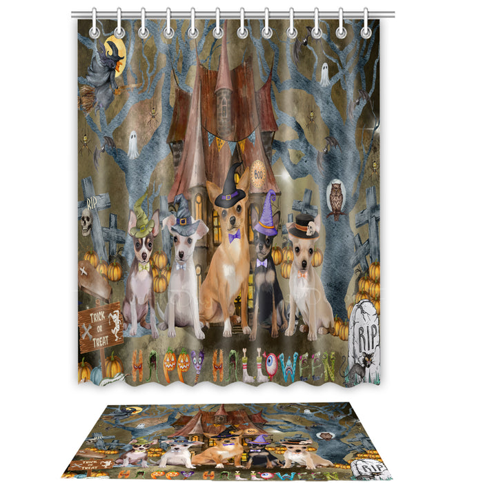 Chihuahua Shower Curtain & Bath Mat Set, Bathroom Decor Curtains with hooks and Rug, Explore a Variety of Designs, Personalized, Custom, Dog Lover's Gifts