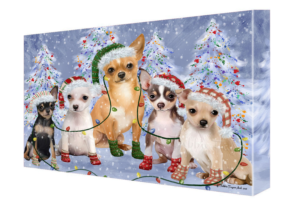 Christmas Lights and Chihuahua Dogs Canvas Wall Art - Premium Quality Ready to Hang Room Decor Wall Art Canvas - Unique Animal Printed Digital Painting for Decoration