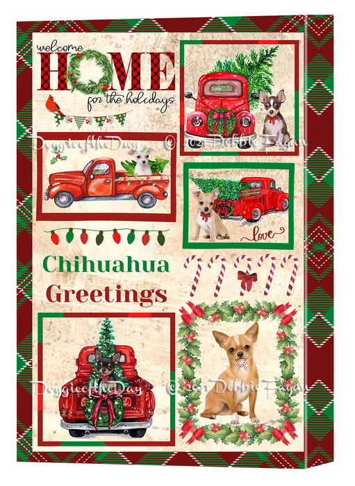 Welcome Home for Christmas Holidays Chihuahua Dogs Canvas Wall Art Decor - Premium Quality Canvas Wall Art for Living Room Bedroom Home Office Decor Ready to Hang CVS149444