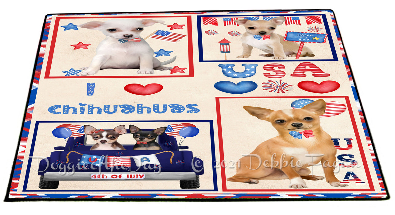 4th of July Independence Day I Love USA Chihuahua Dogs Floormat FLMS56173 Floormat FLMS56173
