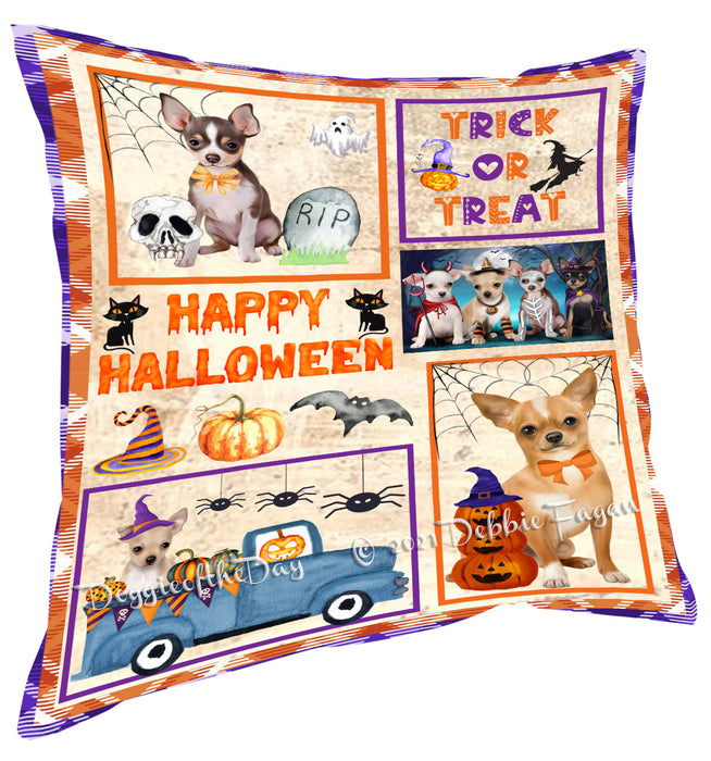 Happy Halloween Trick or Treat Chihuahua Dogs Pillow with Top Quality High-Resolution Images - Ultra Soft Pet Pillows for Sleeping - Reversible & Comfort - Ideal Gift for Dog Lover - Cushion for Sofa Couch Bed - 100% Polyester, PILA88219