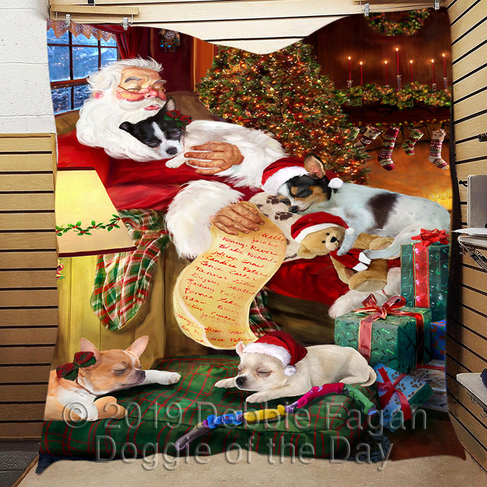 Santa Sleeping with Chihuahua Dogs Quilt