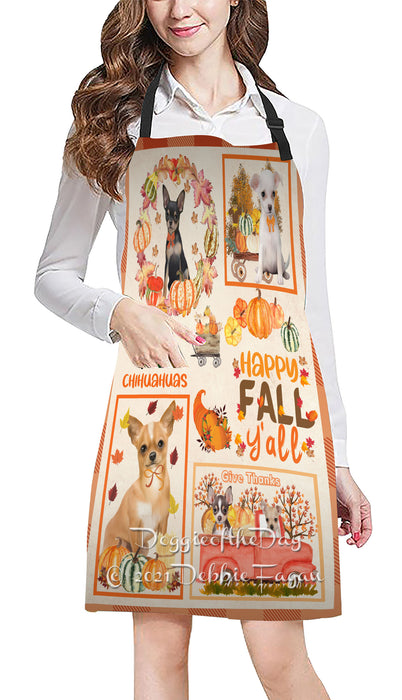 Happy Fall Y'all Pumpkin Chihuahua Dogs Cooking Kitchen Adjustable Apron Apron49200