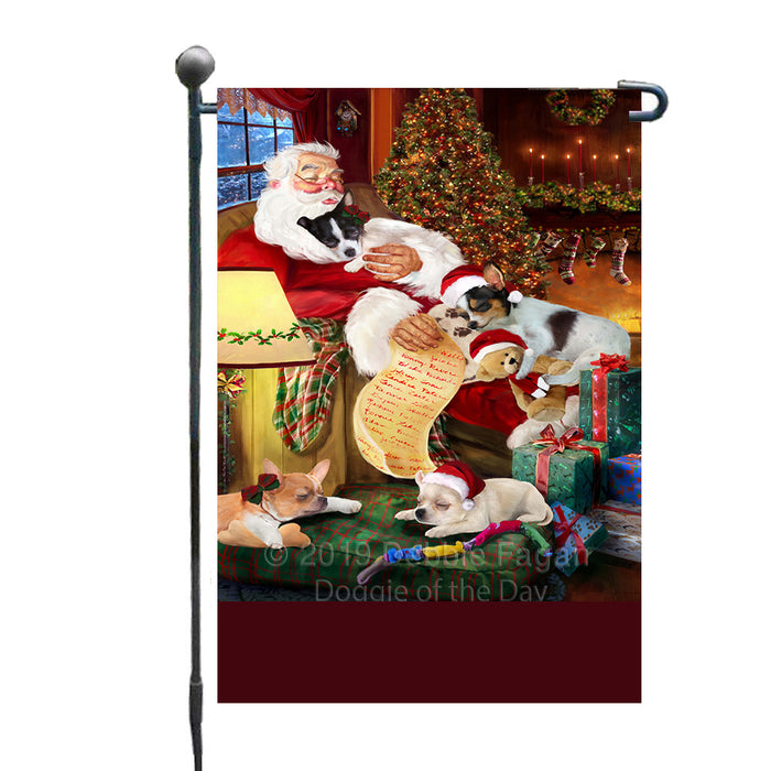 Personalized Chihuahua Dogs and Puppies Sleeping with Santa Custom Garden Flags GFLG-DOTD-A62619
