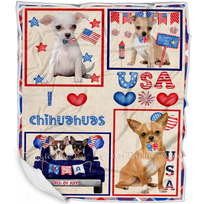 4th of July Independence Day I Love USA Chihuahua Dogs Blanket BLNKT143492